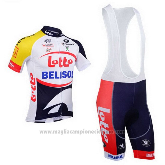 2013 Abbigliamento Ciclismo Lotto Belisol Viola e Bianco Manica Corta e Salopette